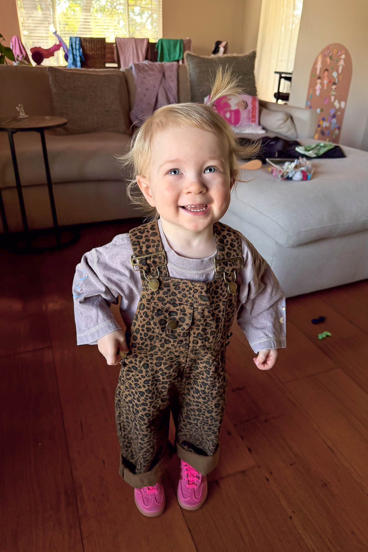 RORY DENIM OVERALLS / LEOPARD