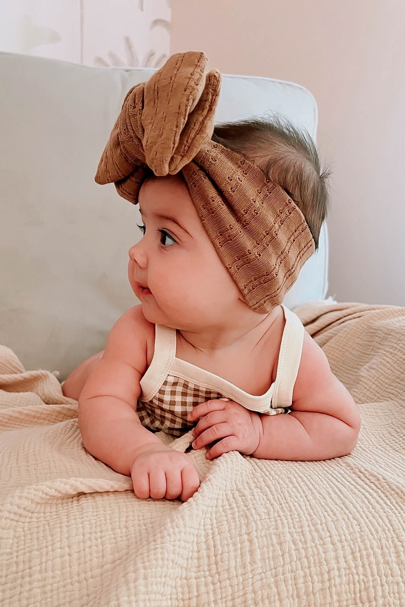 brown baby hair bow