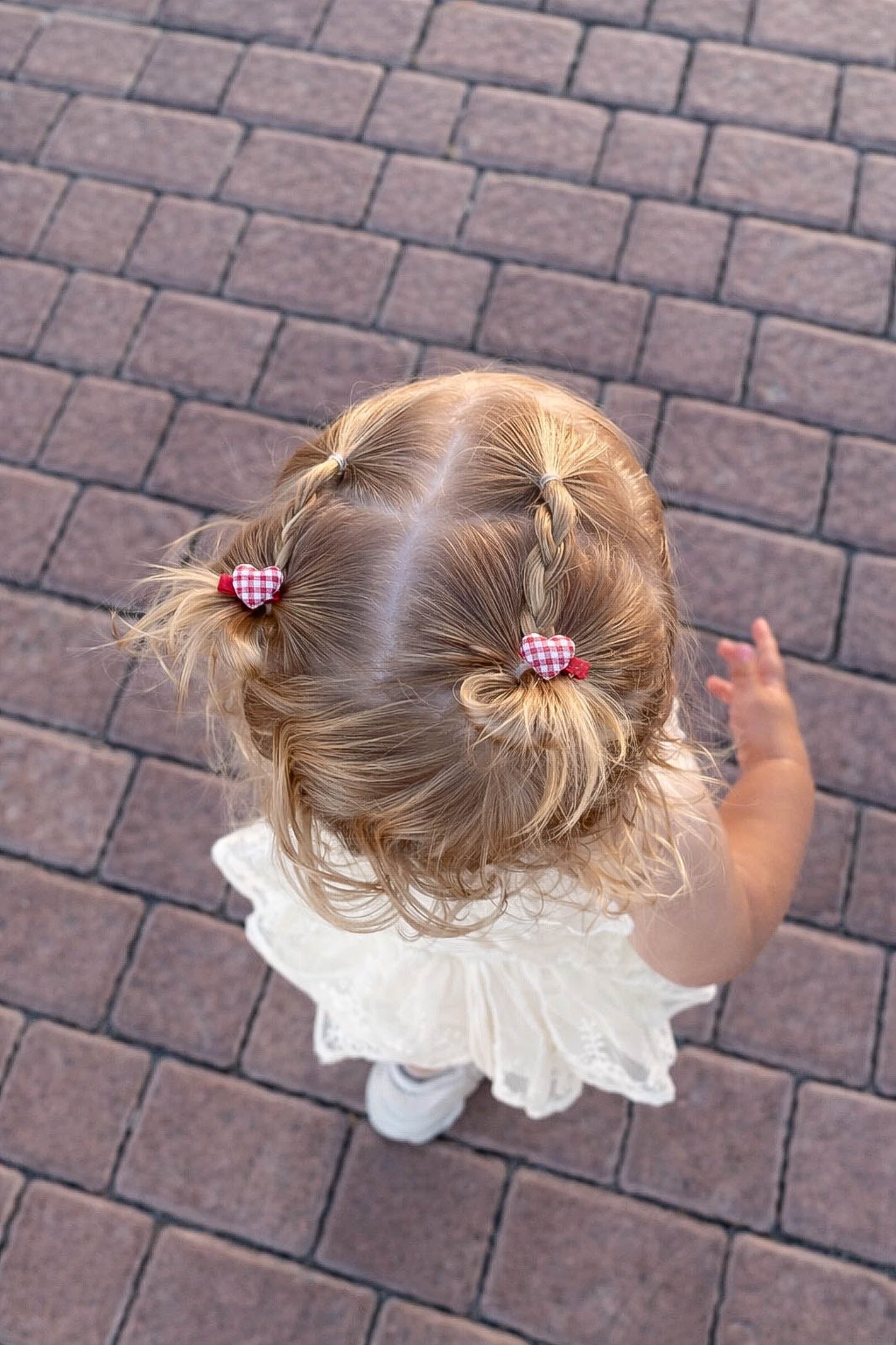 Red gingham love heart hair clips