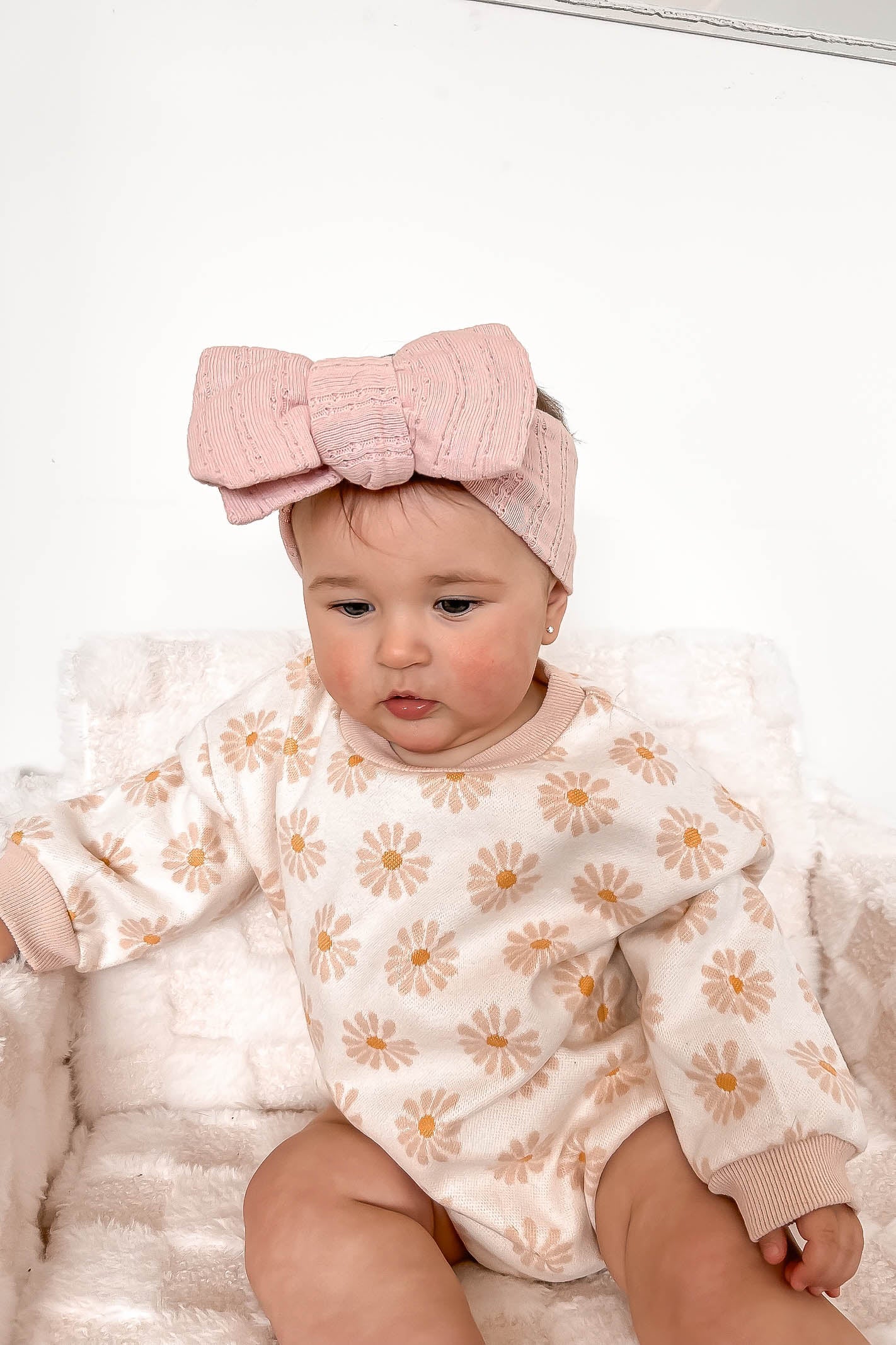 Cream Daisy Knit Baby Bodysuit