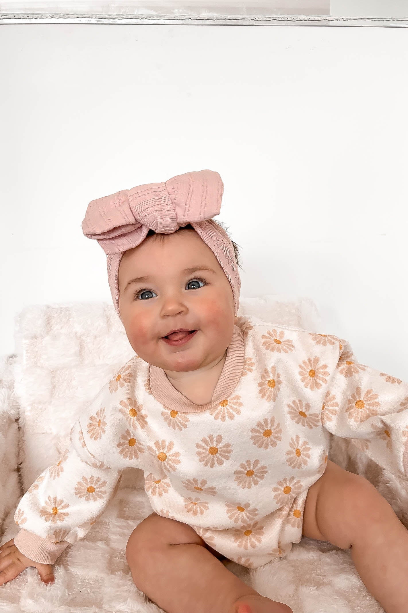 Cream Daisy Knit Baby Bodysuit