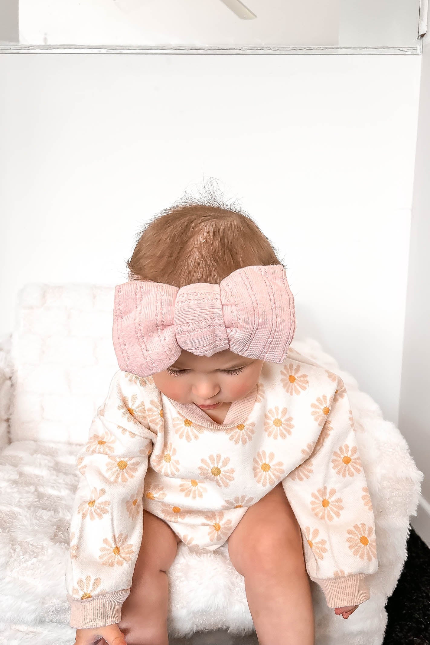Cream Daisy Knit Baby Bodysuit