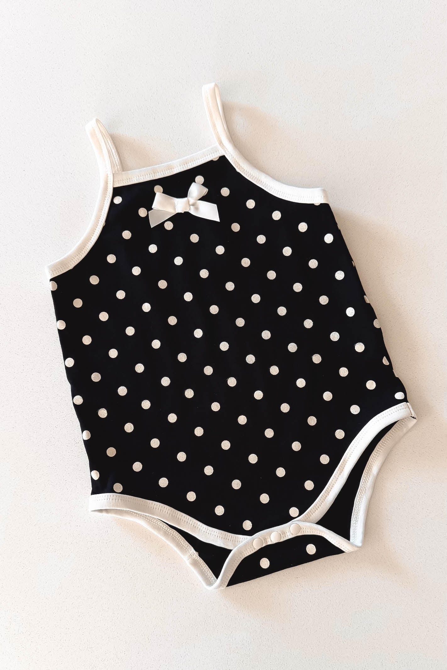 Black Cream Polka Dot Baby Bodysuit