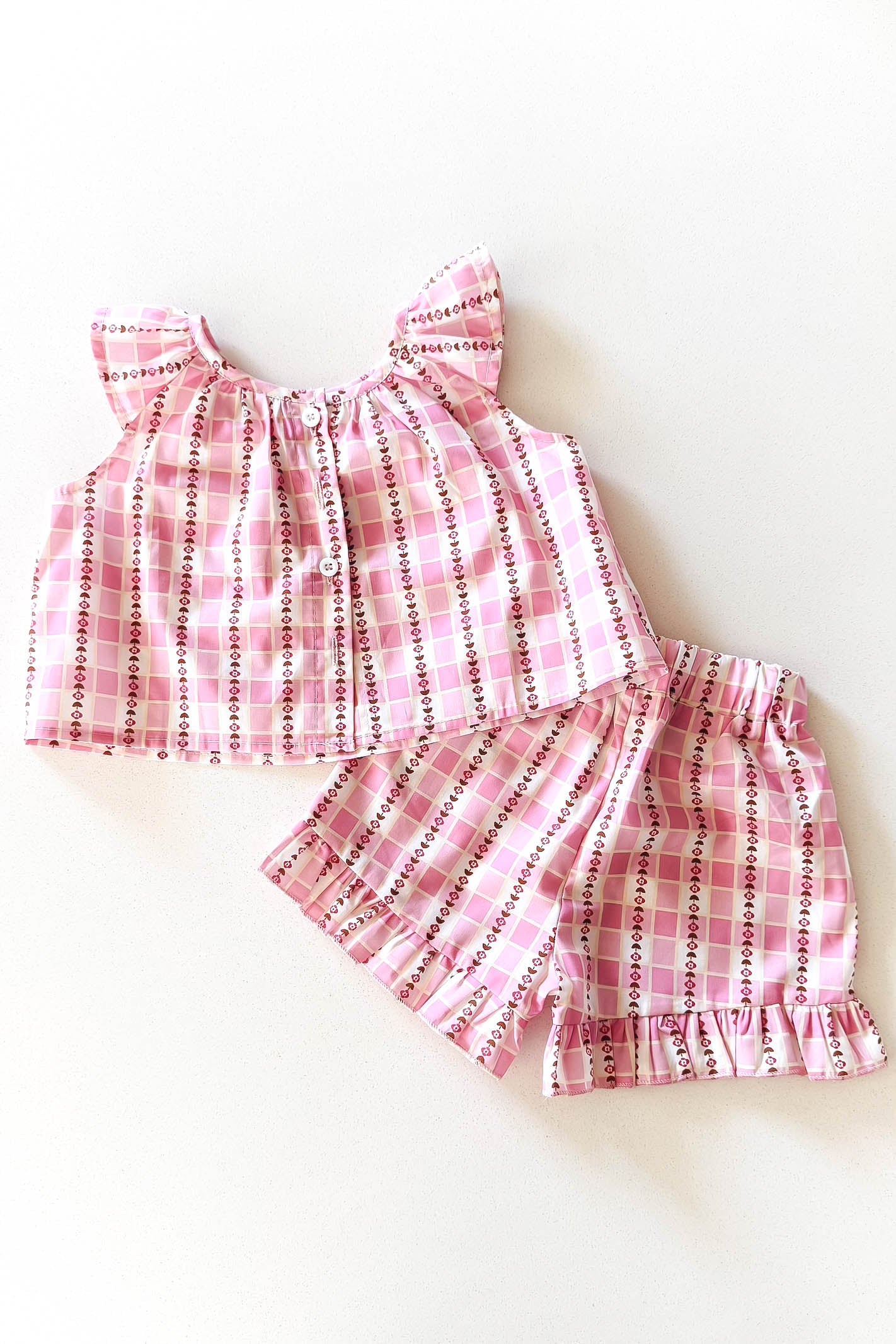 Baby girl pink gingham floral set
