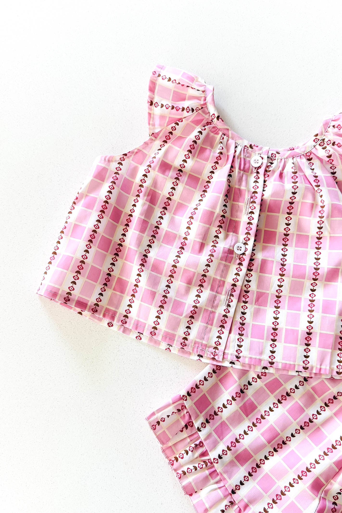 Baby girl pink gingham floral set