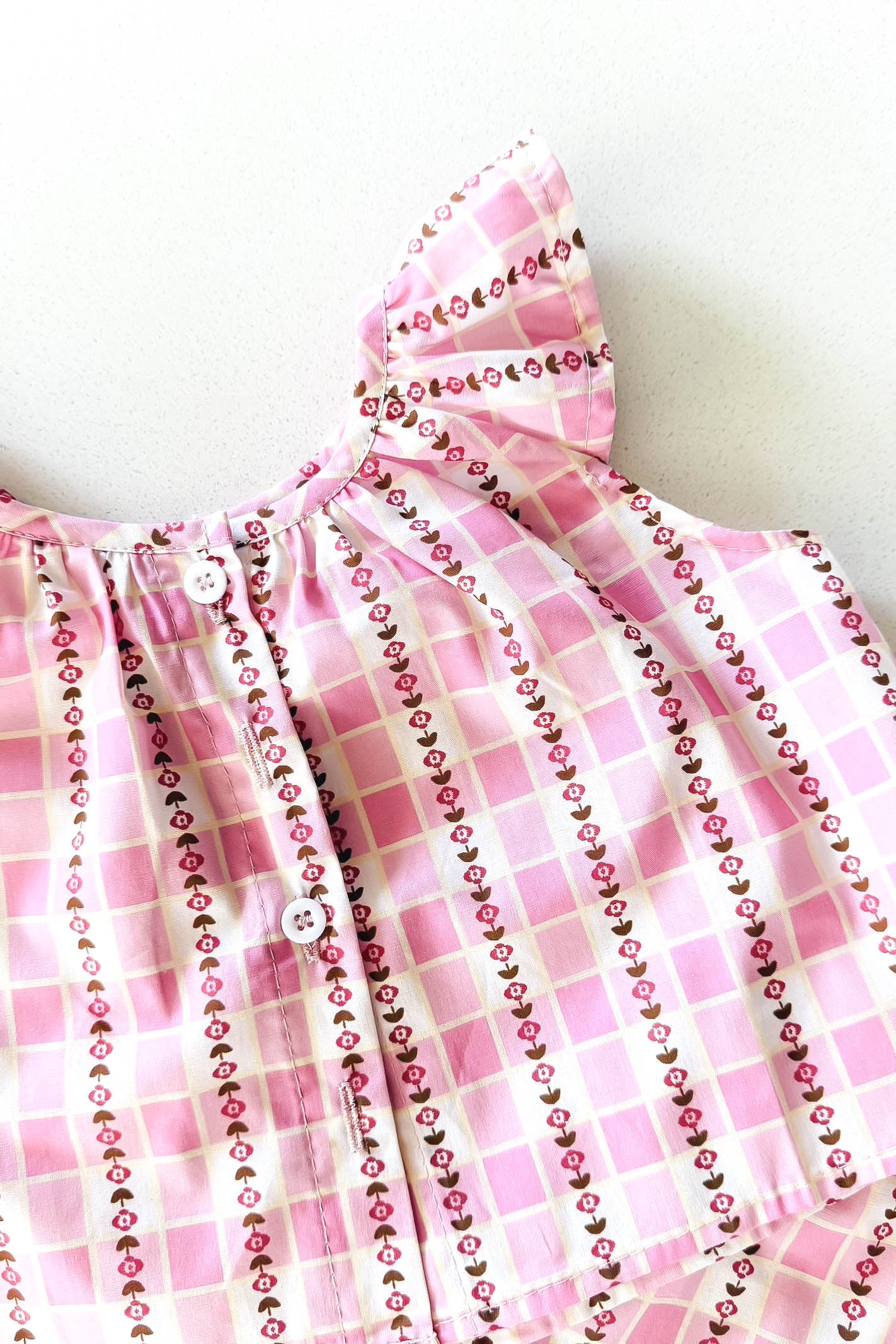 Baby girl pink gingham floral set