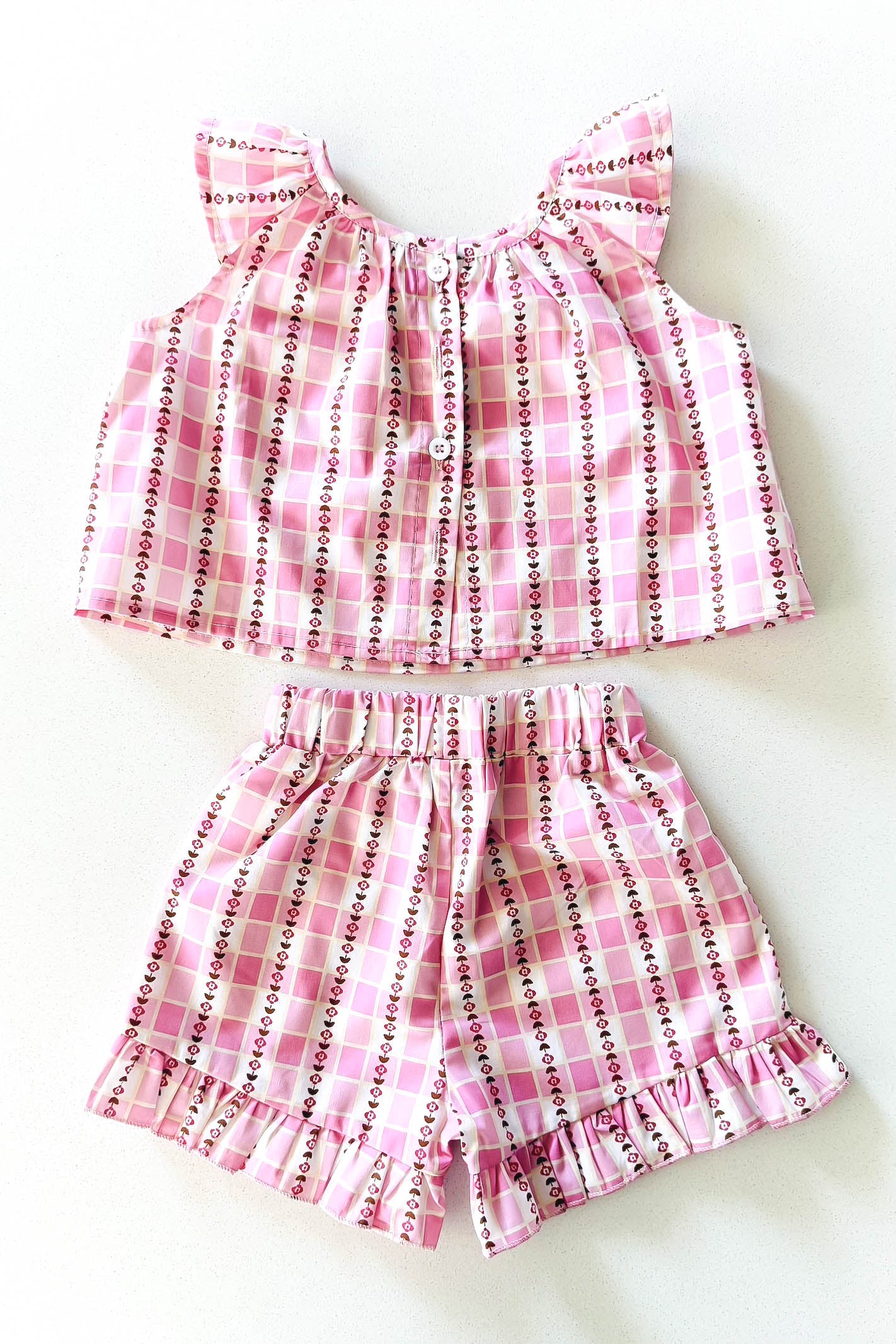 Baby girl pink gingham floral set