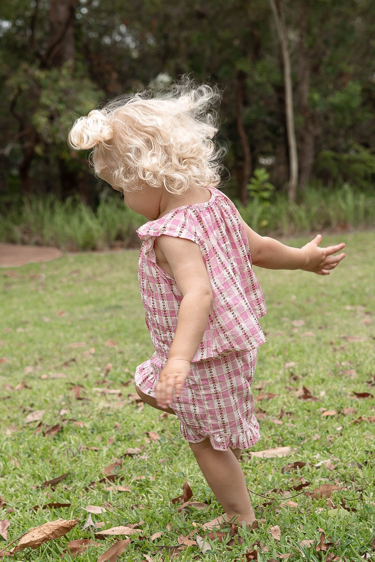 Baby girl pink gingham floral set