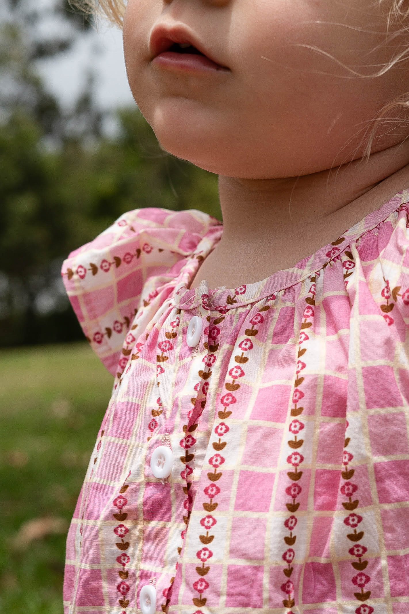 Baby girl pink gingham floral set