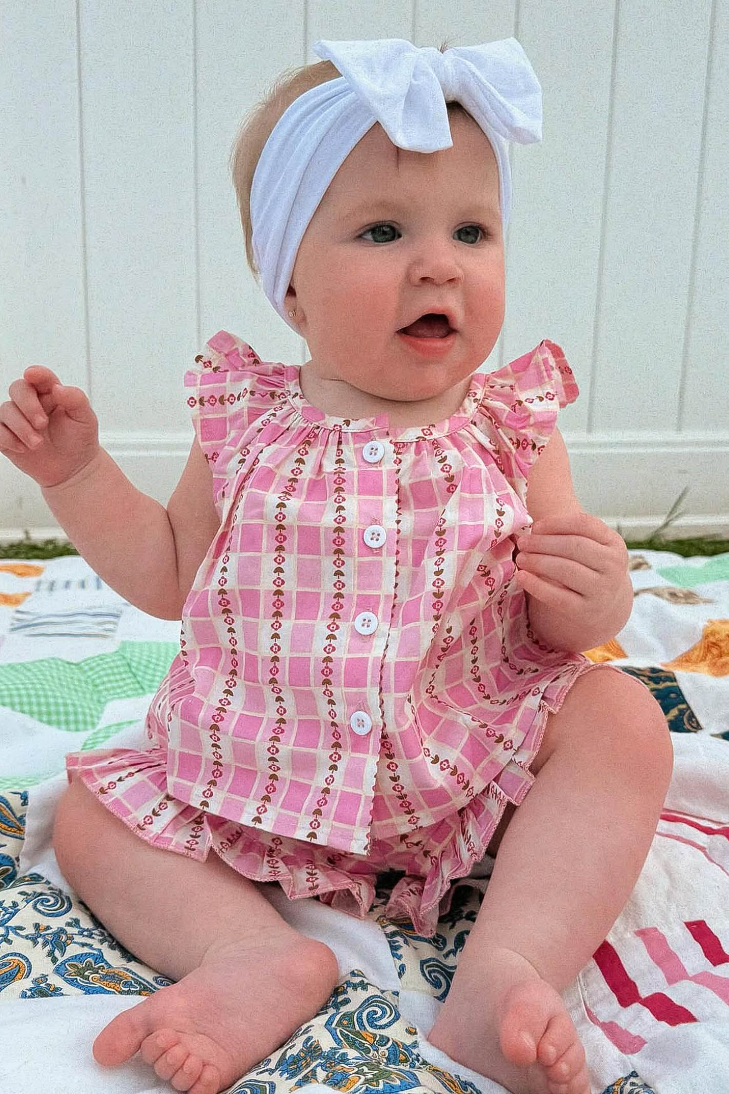 Baby girl pink gingham set