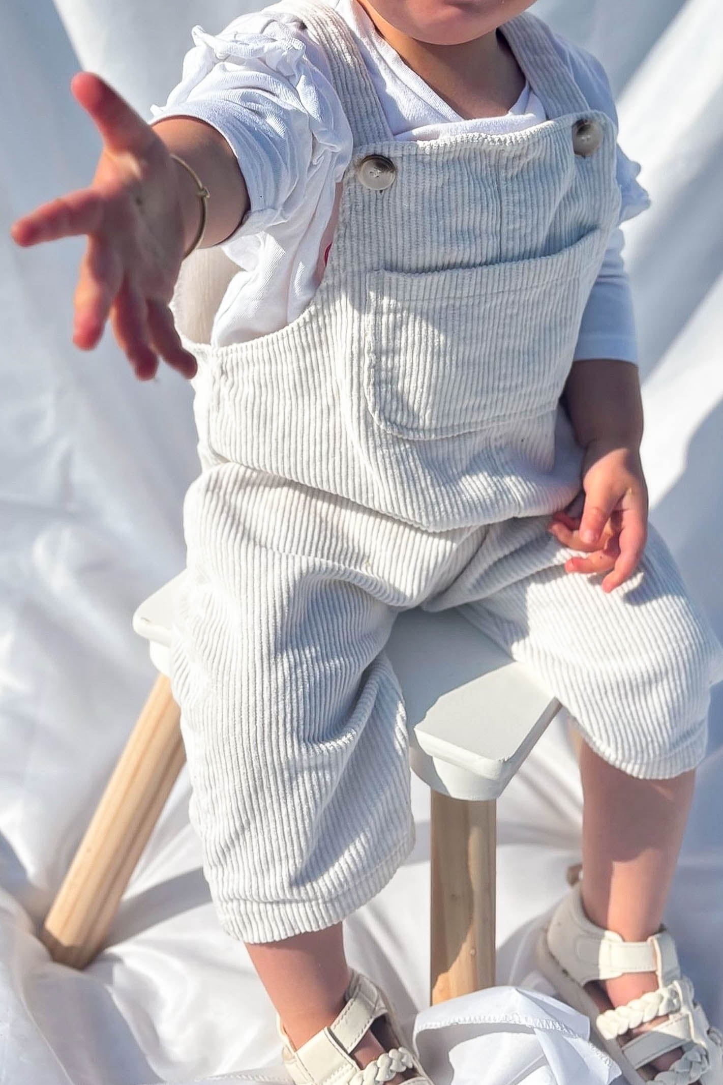 Toddler Cream Corduroy Overalls