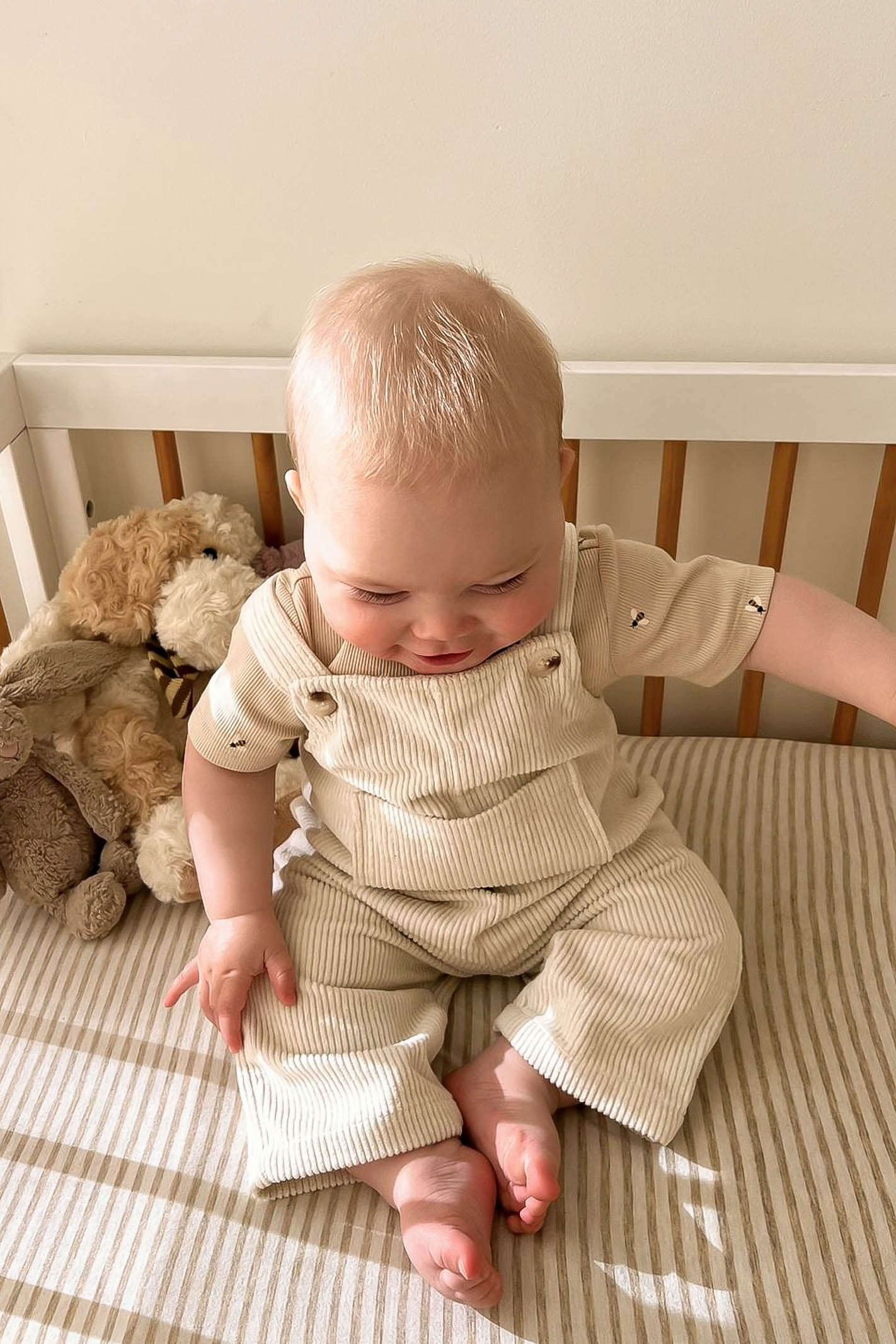 Toddler Cream Corduroy Overalls