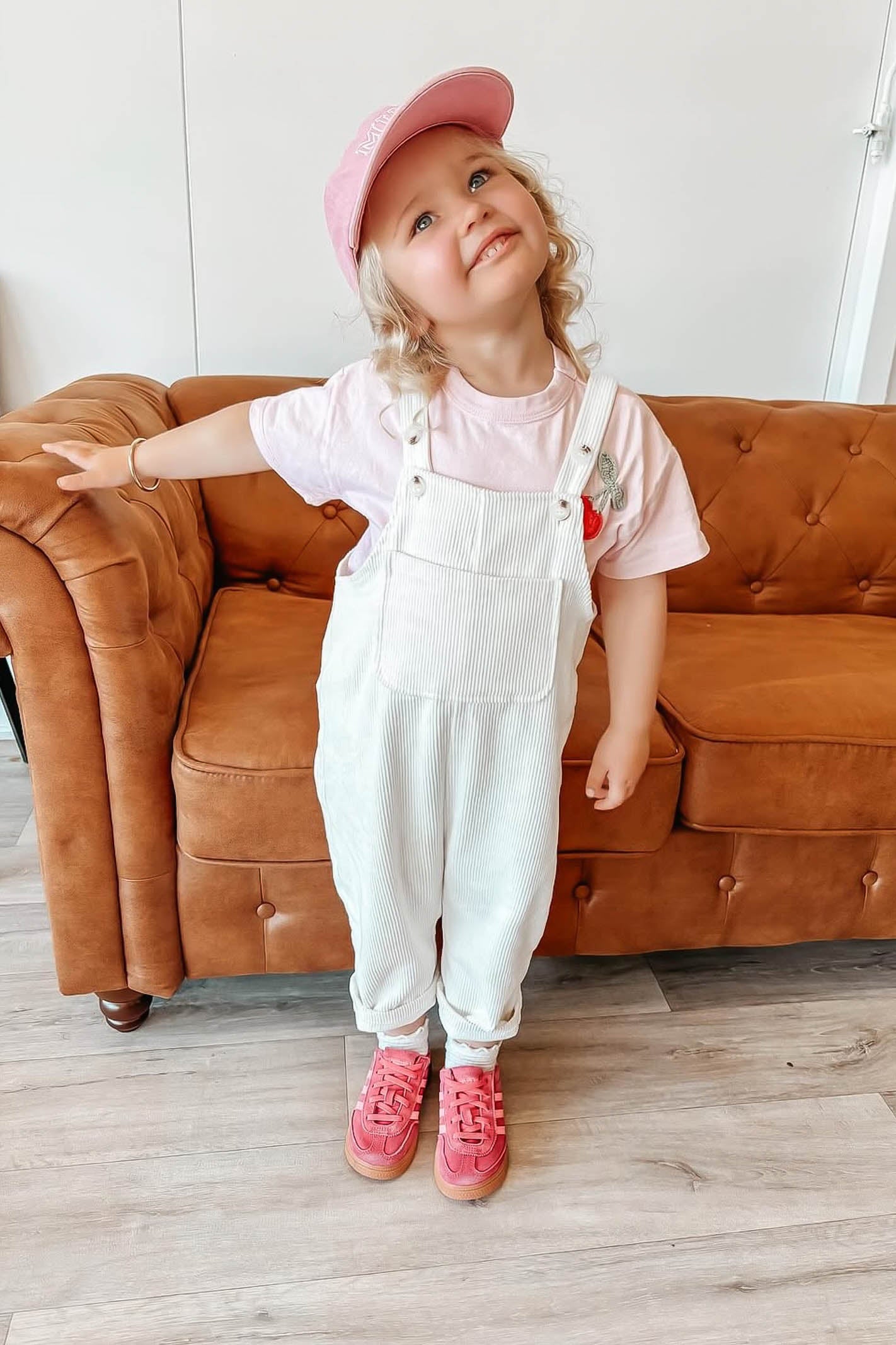 Toddler Cream Corduroy Overalls