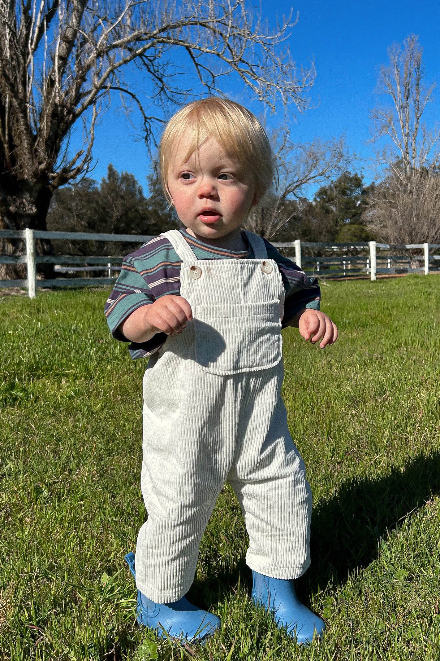 Toddler Cream Corduroy Overalls