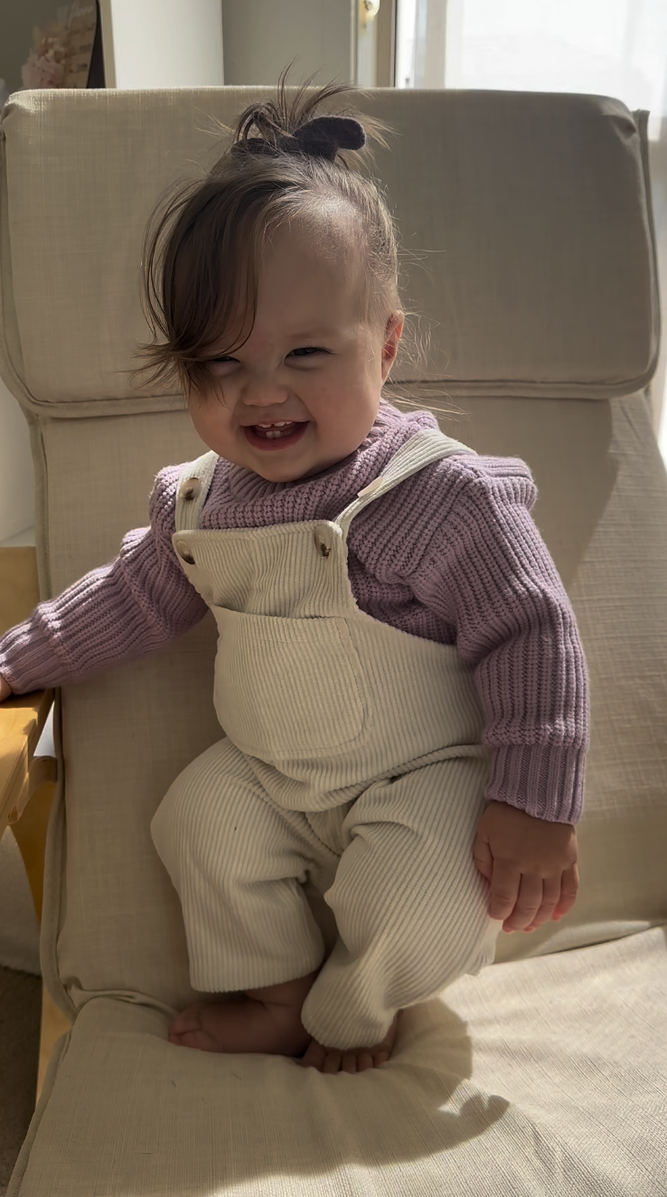 Toddler Cream Corduroy Overalls